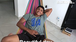 Handsome teen latino boy Mitch Seangers with big dick