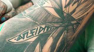 Skinny Tattoo Girl Plays with Her Anal Hole - Sextoy Masturbation