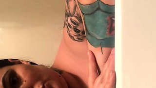 Hot brunette big boobs toying pink pussy