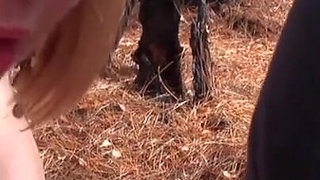 Pissing outdoors in the forest