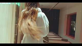 Not so Easy to Find a Spot to Fuck in a Spa so We End up in the Restroom Where He Fucks Me Doggy and Cums All Over Me