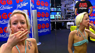 Ggg John Thompson-wild Blonde Enjoys Riding and Sucking Interracial Dicks Gangbang