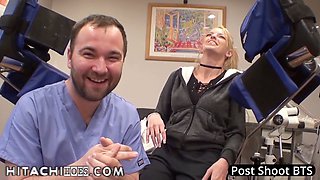 Freshman Bella Ink experiences intense orgasms with the Hitachi Magic Wand under the care of Doctor Tampa during a corporal school examination at HitachiHoesCom