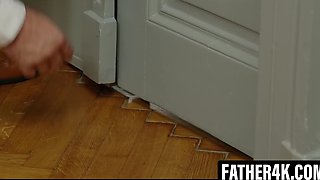 Bearded stud uses dirty tactics to taste Ara Mix's pussy