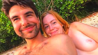 Hot Redhead Couple Almost Caught Having Passionate Outdoor Sex - Romantic Beach Fuck