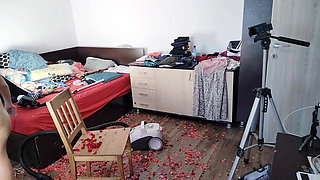 Amateur Wife Having Fun with Roses. Sexy Mom Cleans with the Vacuum Cleaner.
