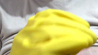 My Pregnant Wife Masturbates in a Yellow Dish Glove and Talks About How Much She Loves Masturbating in a Dish Glove and Wants