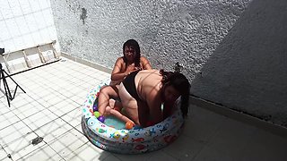 Make Video In The Backyard Showing Their Big Tits