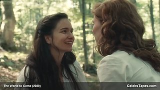 Topless Vanessa Kirby naked lesbian sex with Katherine Waterston