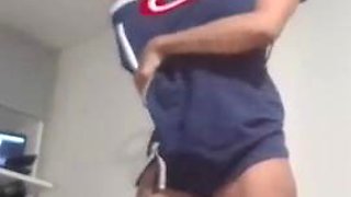 Slim Petite Ebony Milf Putting on Dress