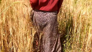 The step-sister-in-law showed her brother-in-law her fat ass in her wheat field with her brother-in-law in the open forest in the field.