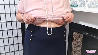 BBW MILF Aunt Jane Gets Her Pantyhose Ruined With Cum - Amateur Homemade