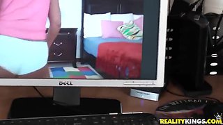 An ebony hottie is molested on live webcam