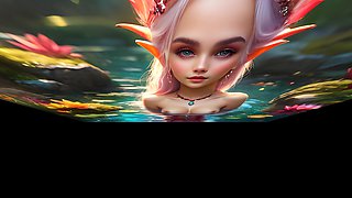 Beautiful Elf Girls in Water Pond