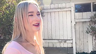 Hot skinny blonde girl gets horny during her ride home and gets fucked by her boyfriend in missionary position