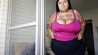 BBW Smoking and Showing Her Big Tits