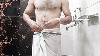 Indian hot man play with father underwear