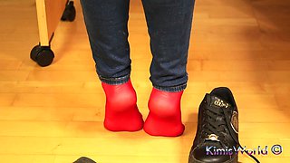 Red Stockings, Sneakers & Dangling Tease