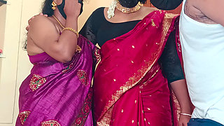 Sisters Enjoying Threesome Romance in Bed with Neighbour Batchelor Men