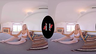 Lola Myluv - Lingerie; Solo Blonde Pornstar Striptease And Masturbation In White Lingerie
