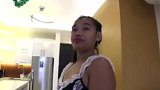 Filipina teen maid sucks then fucks her new boss