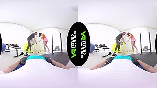 Vr Fitness Babe Fucked By 2 Dudes - Ffm Gym Threesome
