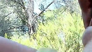 Young brunette bitch rough fucked in the forest