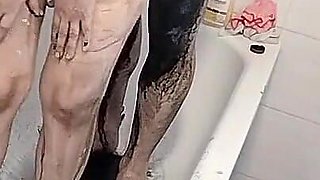 Amateur Couple Takes a Bath, Wife with Hairy Pussy, Big Ass, Big Tits.