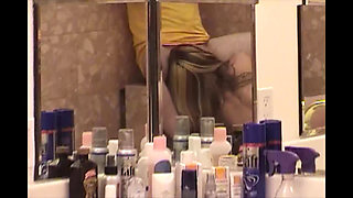 Blonde Babe Kneels Down to Suck an Deepthroats Huge Cock and Cumshot