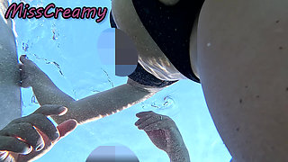 Flashing My Pussy in Front of a Student in Swimming Pool and Helps Me Masturbate - It's Very Risky with People Near