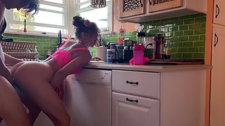 Kitchen Mommy Fuck Session! My Sweet Boy Fucks Me Right on the Counter While Im Trying to Read My Book and He Leaves Me to Clean
