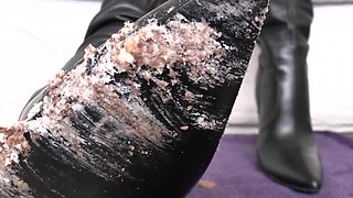 Smoking Mistress and Cake From Boot Soles POV Clip, Lady Victoria Valente