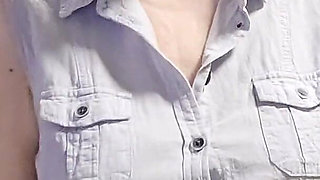 Blonde Horny in Public Place - Flashing at Furniture Shop