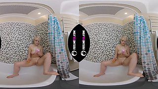 Coroline Masturbates iI Shower With Pink Vibrator 3D 180VR - FeelMeVR
