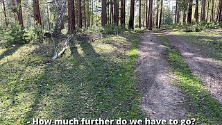 Big tits teen seduced a stranger in the woods POV