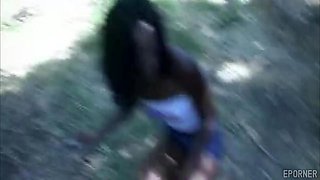 Ebony hot teen Interracial outdoor sex