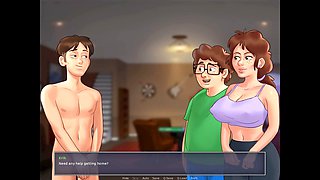 Playing strip poker with a busty cougar in summertime saga
