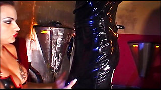 The Latex Maid Teaches Manners with Whips Restraints Peeing Anal Dildo