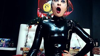 Latex slut solo anal masturbation