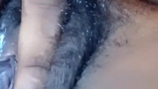 Closeup Rubbing My Hairy Black Pussy Muilti Orgasms