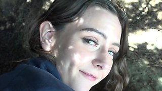 Vacationing hottie playing with her clit during HARD sex