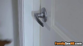 Black stepdaughter astonished by stepdad's big black cock