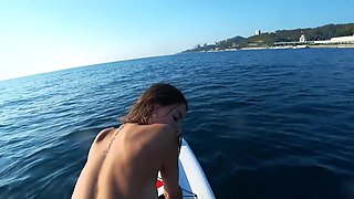 Virgin Surfer Girl Loses it at Sea - Saltwater Cumshot