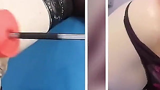 Big Dildo Anal Masturbation on the Fucking Machine