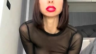 Busty brunette babe tease you with her big boobs