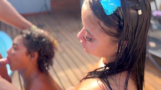 Pool party with my wife and her young stepdaughter