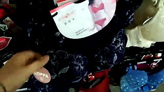 Really Wet Panties in the Clothing Store