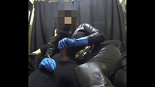 Smoking Fetish Wife in Rubber Gloves Jerking Me