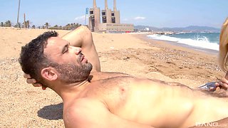 Dashing milf with blonde hair and big awesome boobs gets nailed by a stranger outdoors