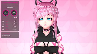 Pink vtuber MokyMoo has fun with her new sex toys during a stream